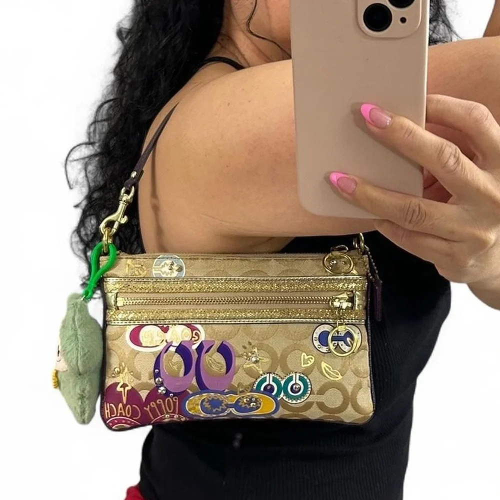 Coach Poppy Vintage Tan and Purple Mini Bag - Picture 4 of 10